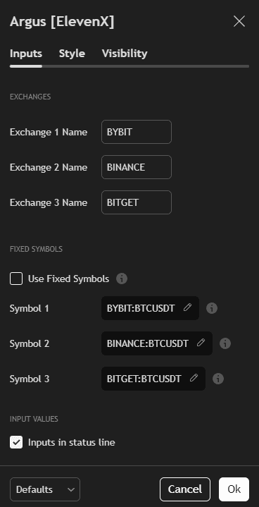 Argus Input Settings